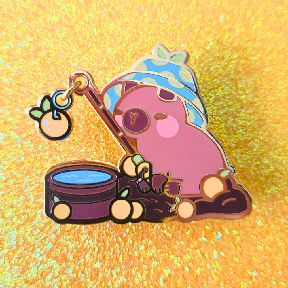 Fishing Capybara Dangling Pin
