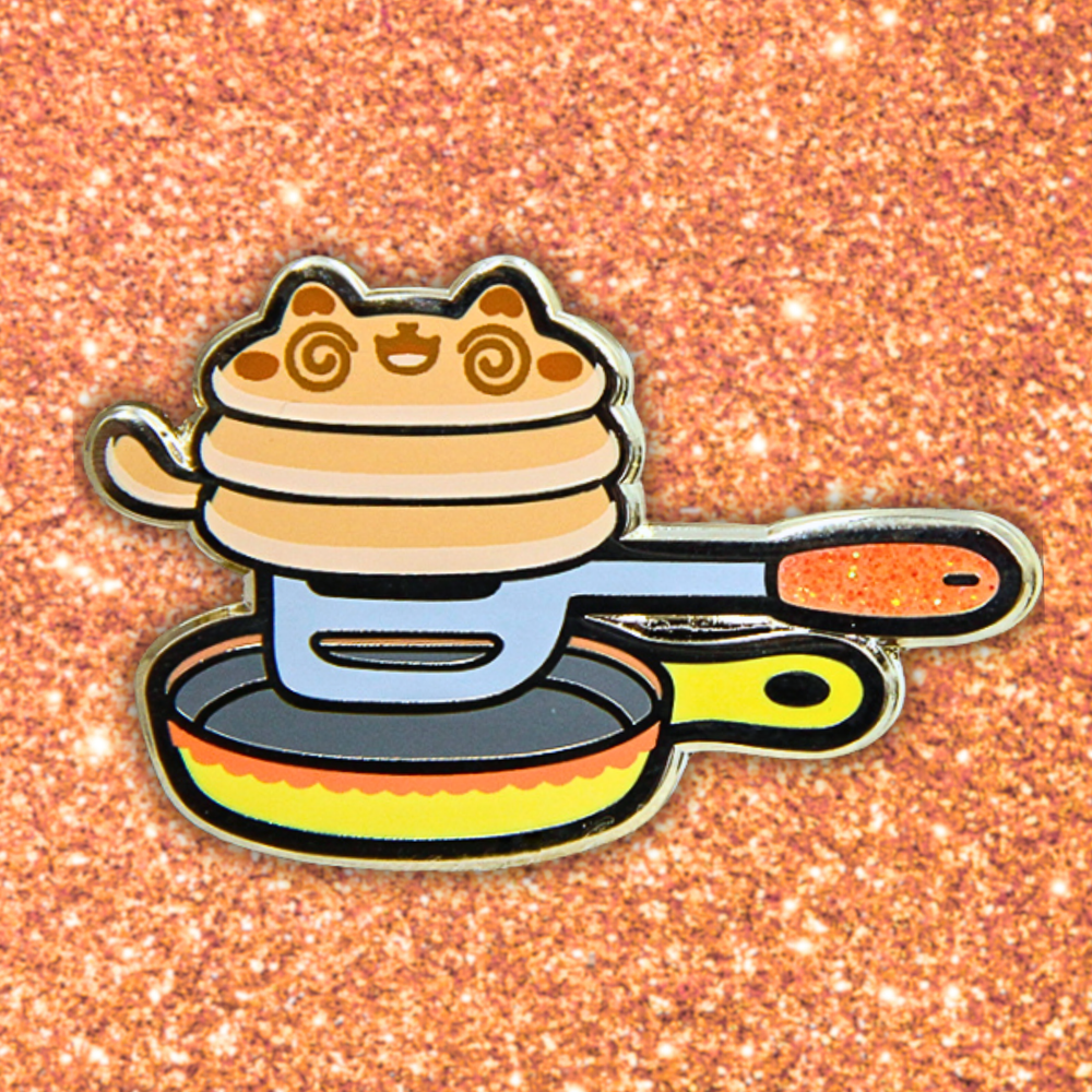 Dizzy Pancake Cat Pin