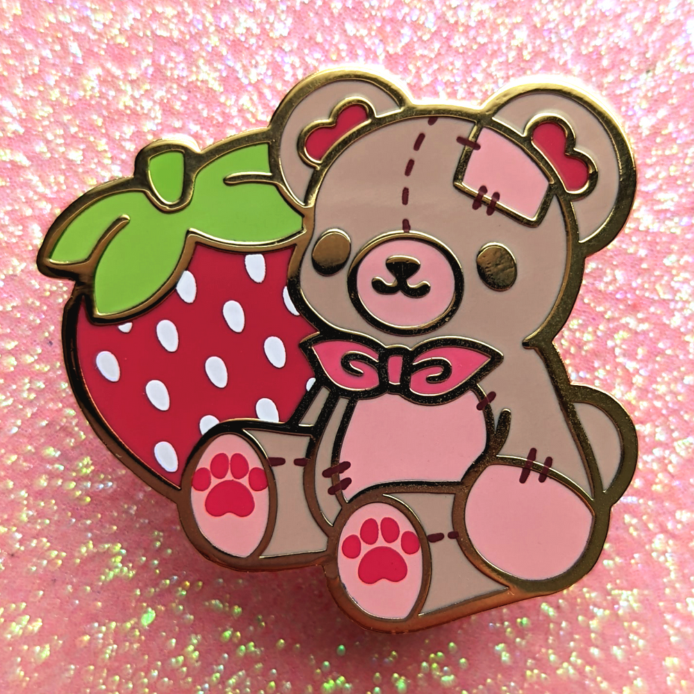 PLUSH STRAWBEARY TEDDY PIN