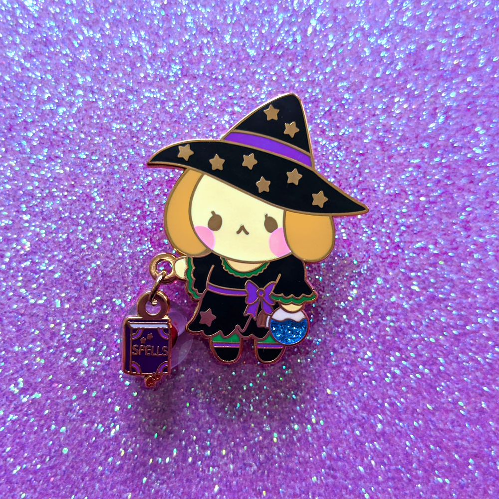 Witch Pup Dangling Pin